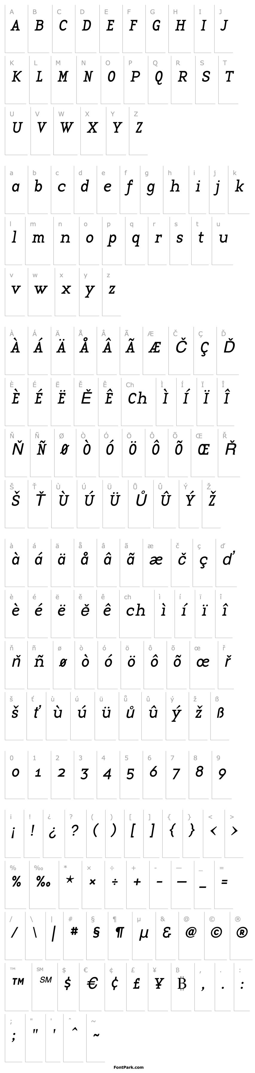 Přehled BaseTwelveSerif Italic