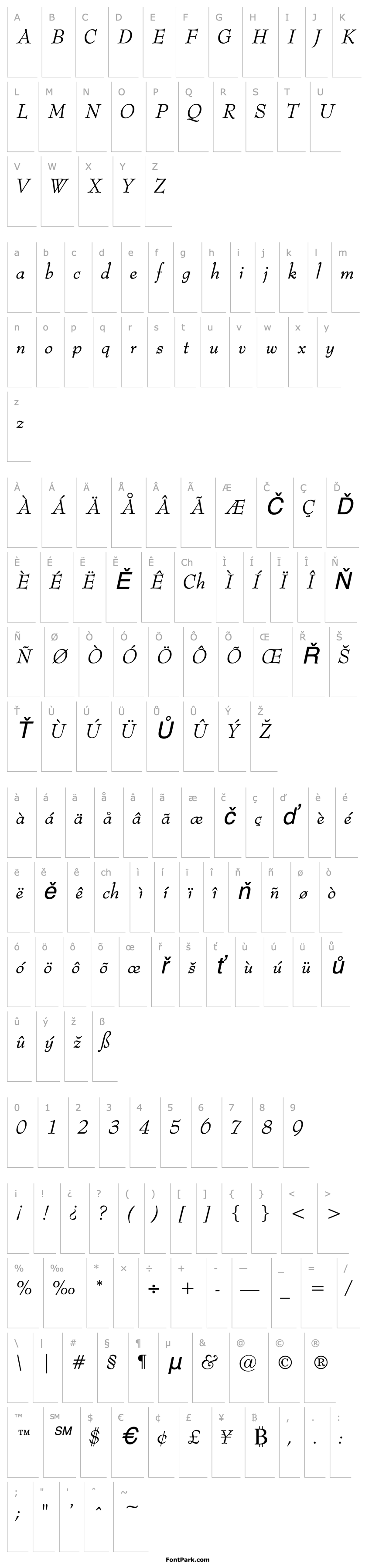 Přehled Bernadette Italic