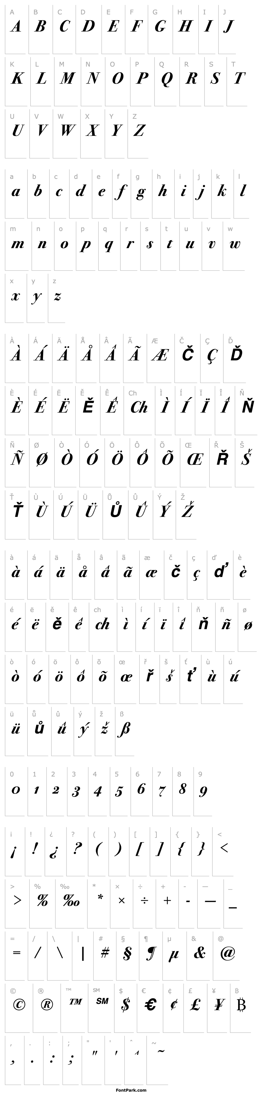 Overview Bodoni SvtyTwo OS ITC TT BoldIt