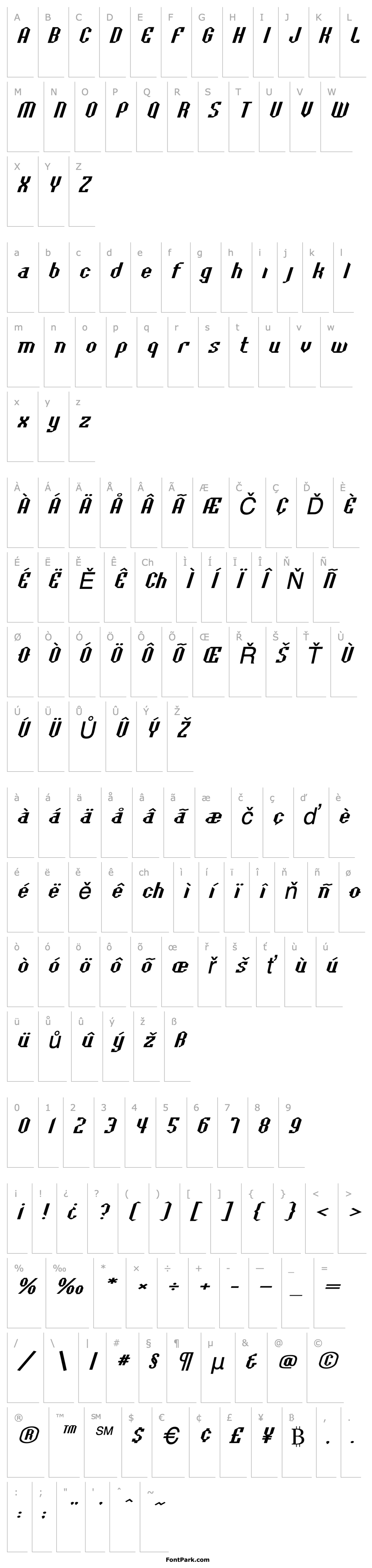 Overview BaccusBevelExp Italic