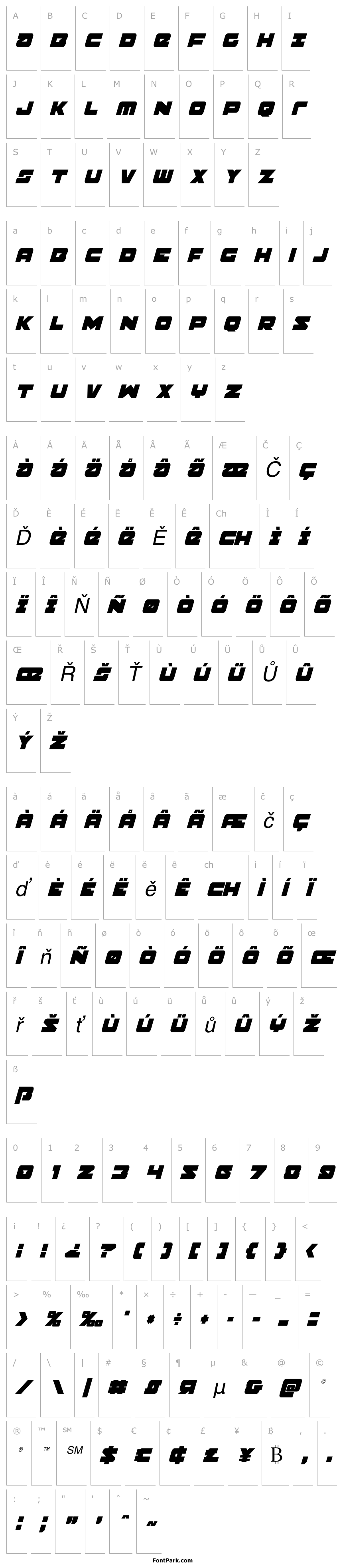 Přehled Banjin Condensed Italic