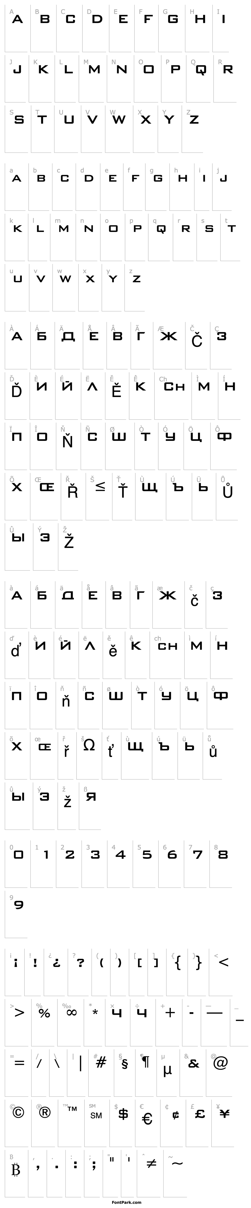 Overview BankGothic RUSS Medium