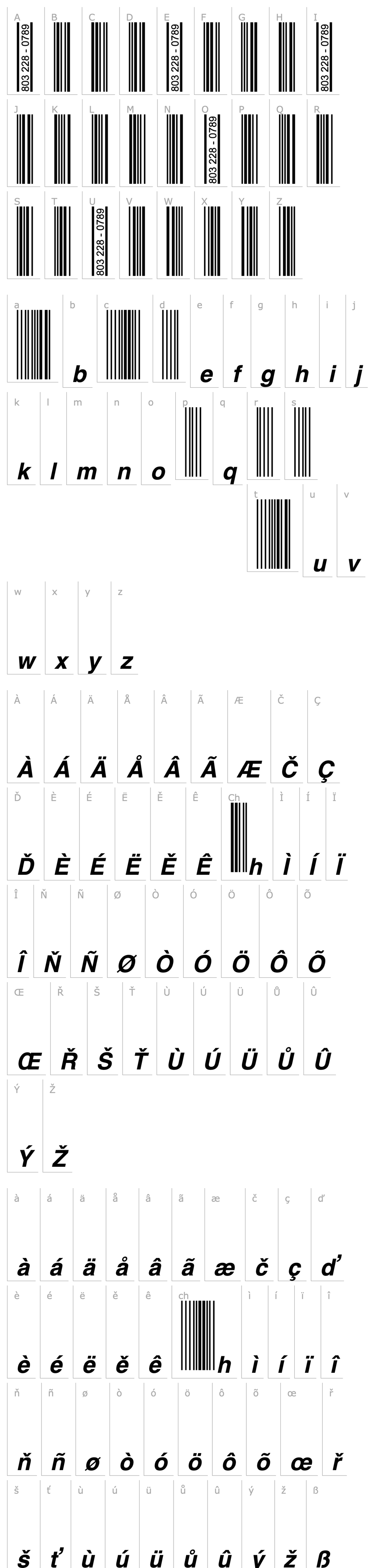 Overview Barcode 3 of 9 Bold