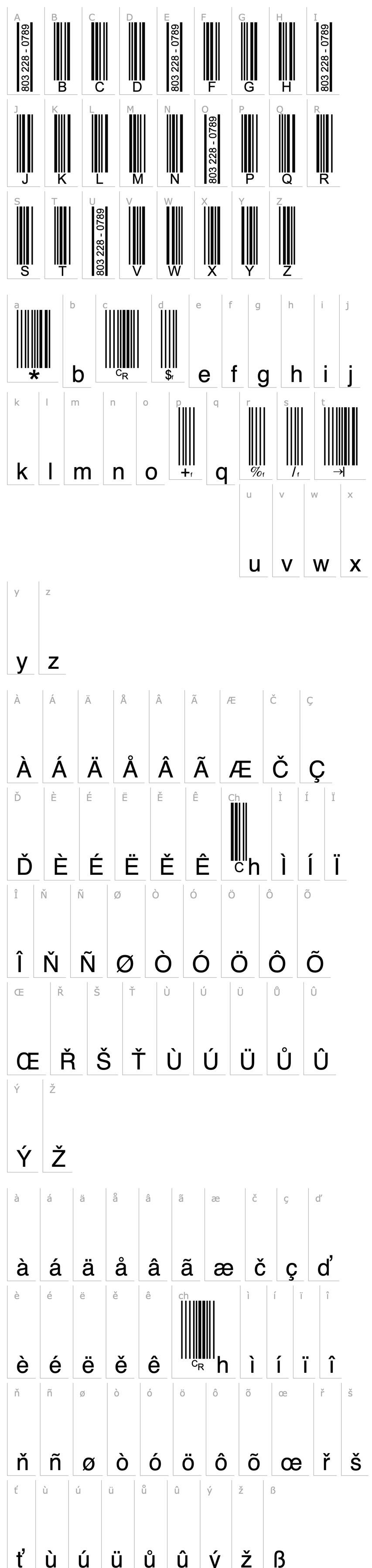 Přehled Barcode 3 of 9 Normal