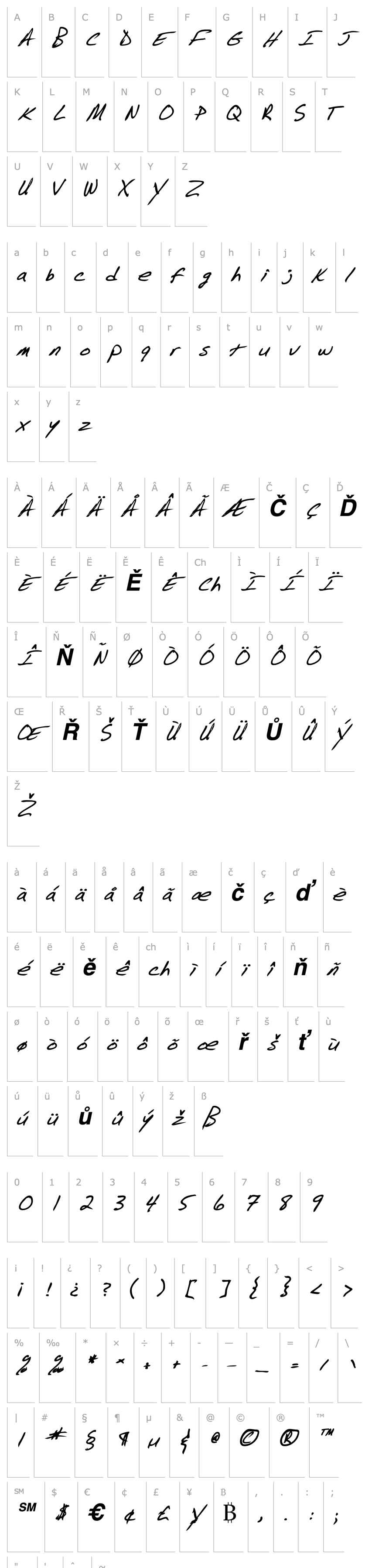 Overview BarrysHand Bold Italic