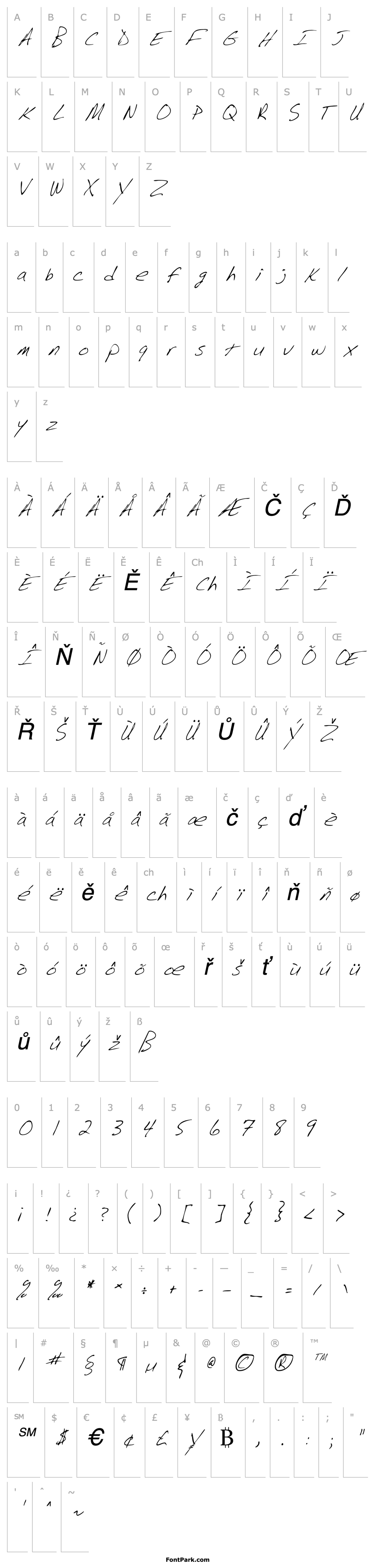 Overview BarrysHand Italic