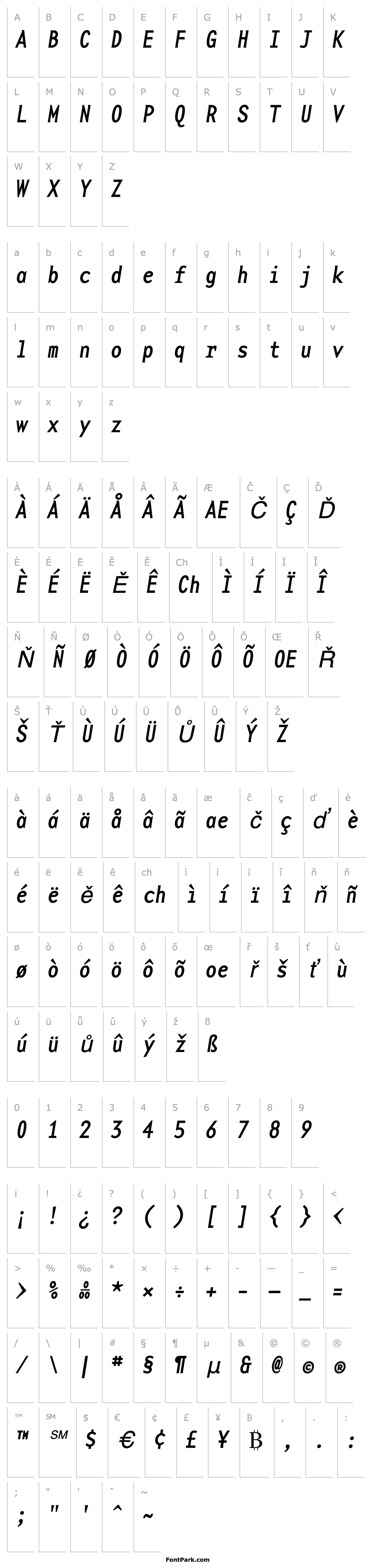 Přehled BaseMonoNarrowRegItalic Italic