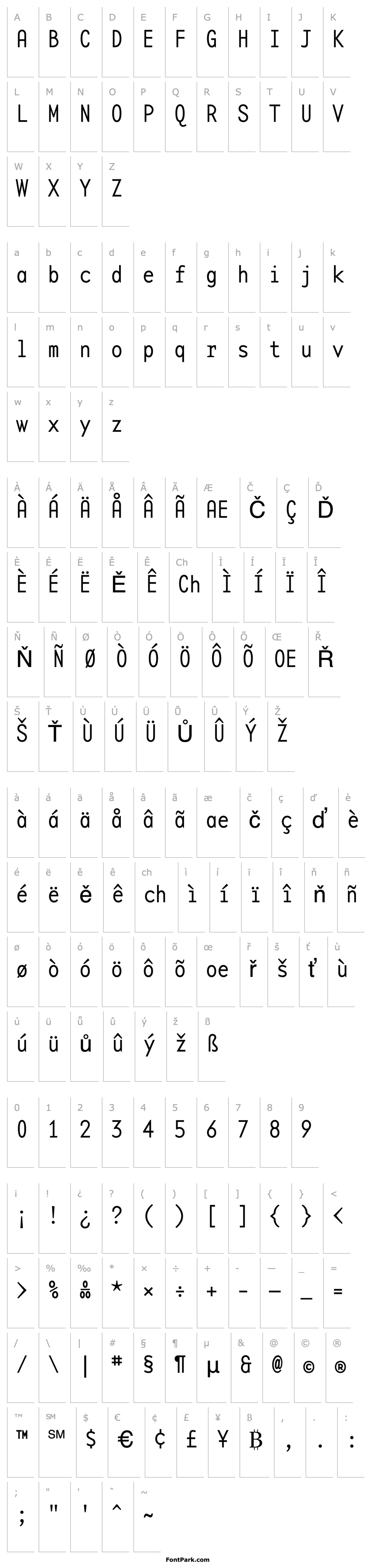 Přehled BaseMonoNarrowThin Regular