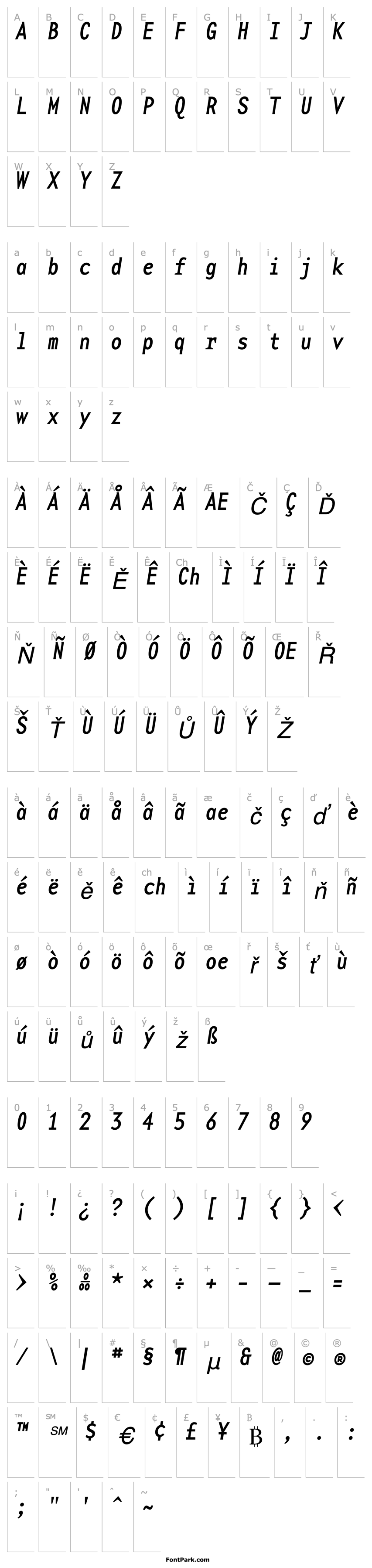 Overview BaseMonoReg-Narrow Italic