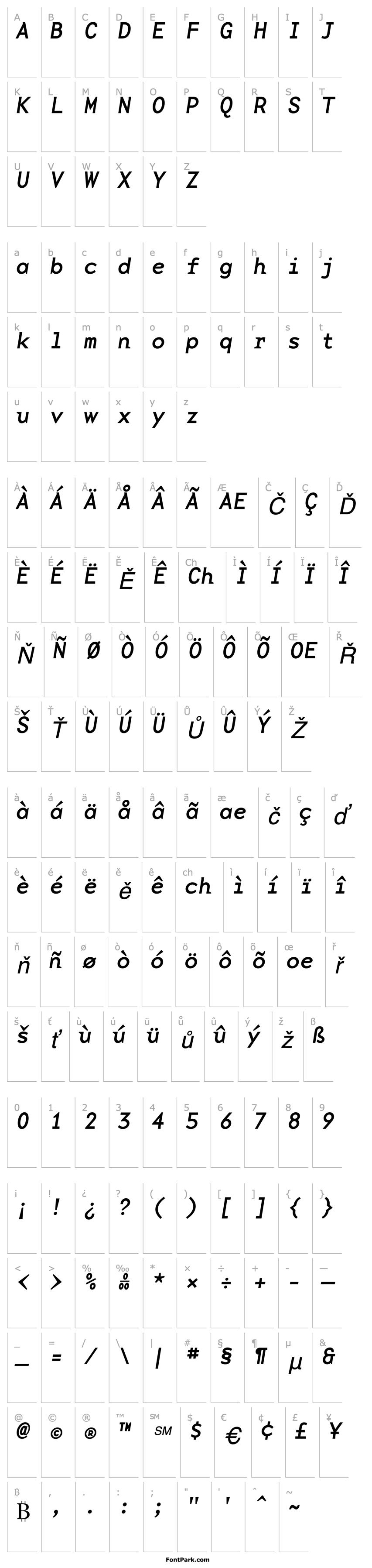 Přehled BaseMonoWideReg-Italic