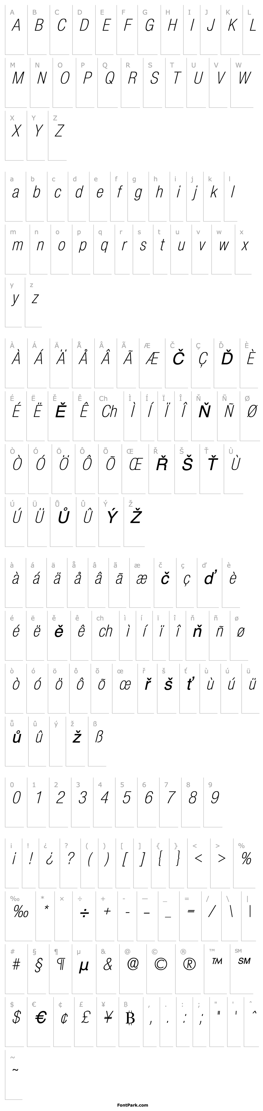 Přehled Basic Sans Light SF Italic