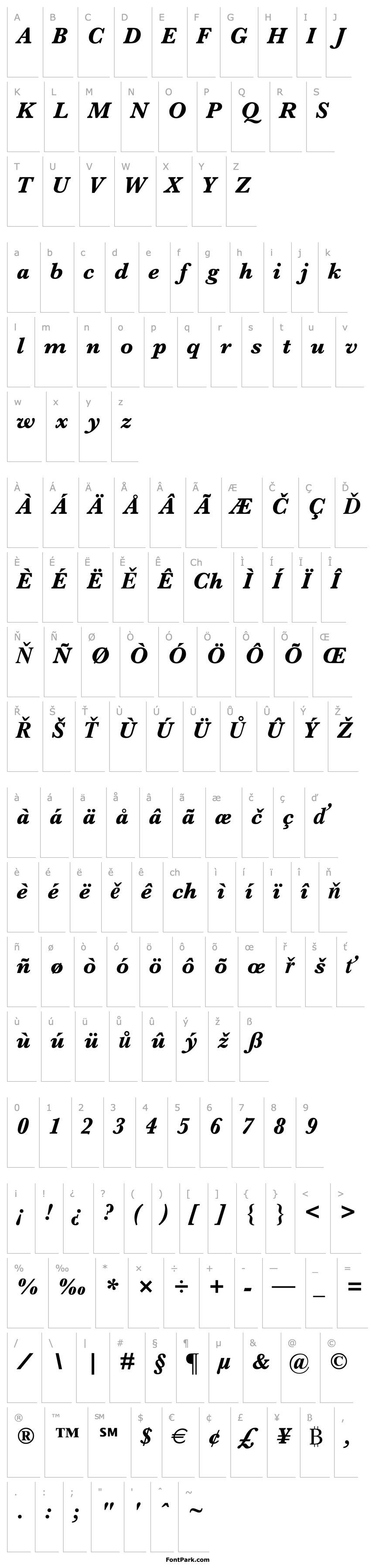 Overview Baskerville Bold Italic