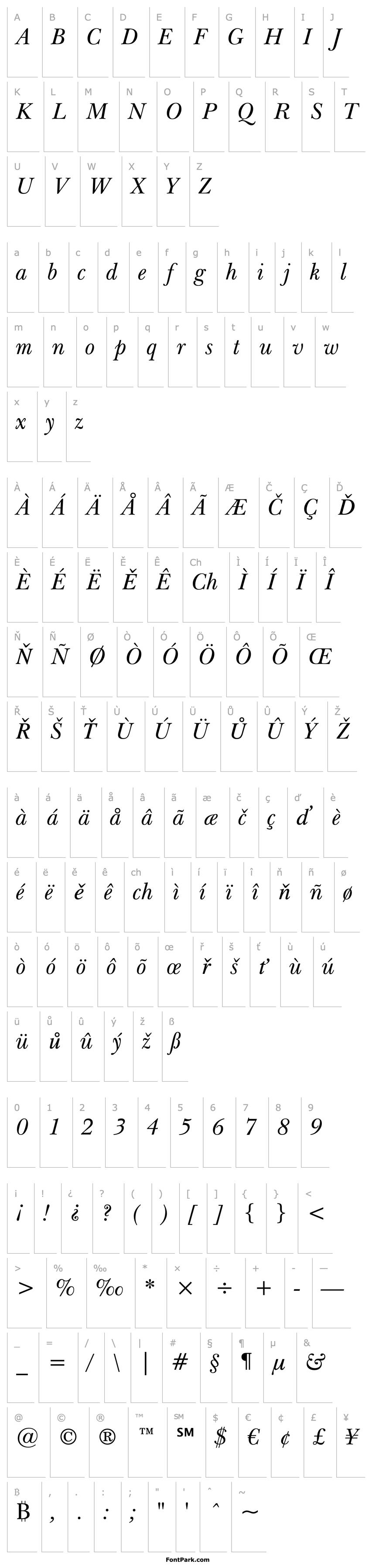 Overview Baskerville BT Italic