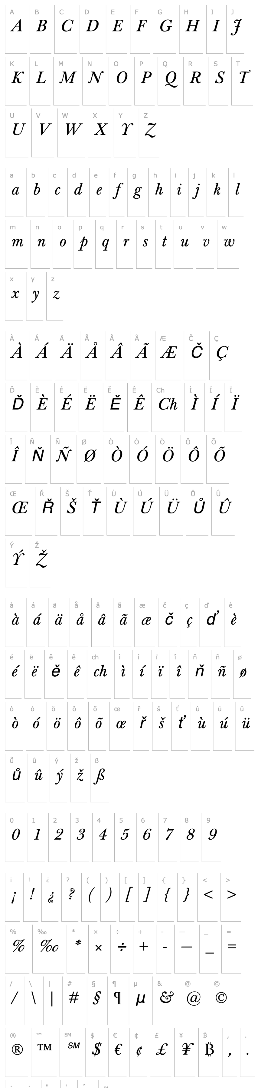 Přehled Baskerville Classico Italic