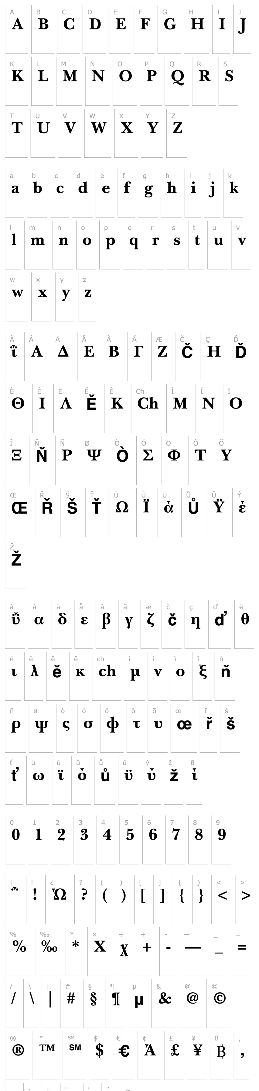 Přehled Baskerville Greek Bold