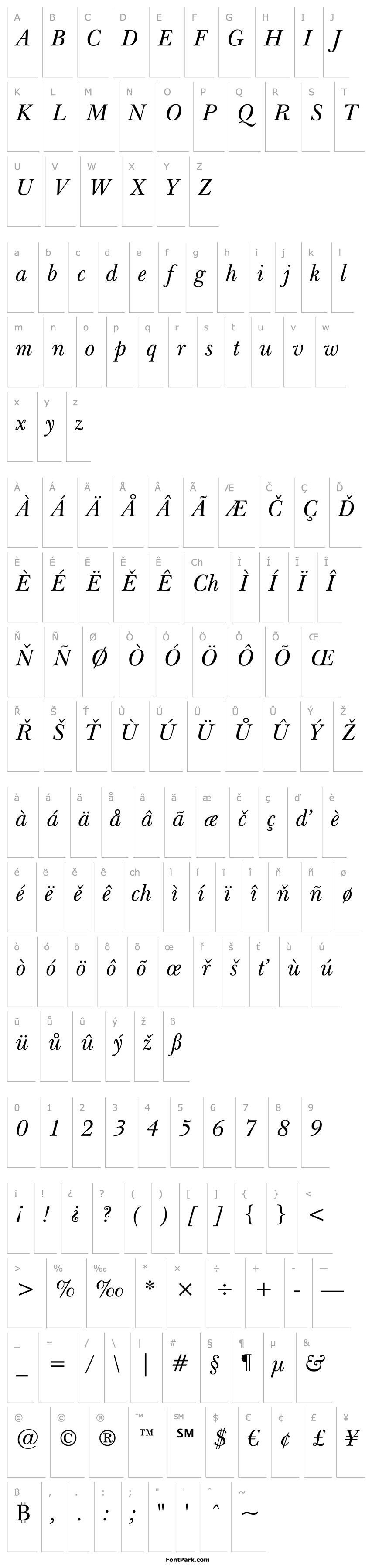 Overview Baskerville WGL4 BT Italic