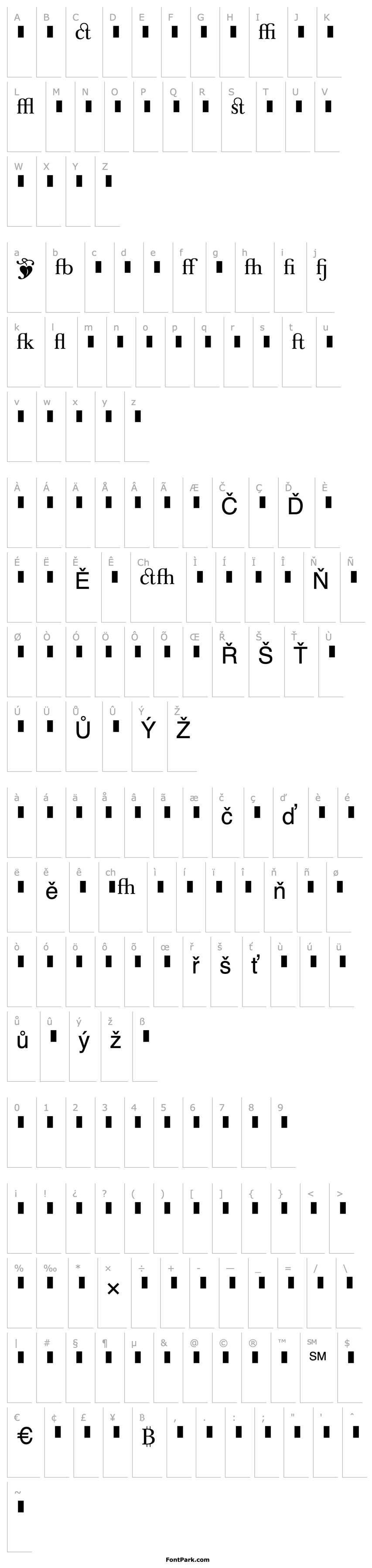 Overview Baskerville1757Ligatures