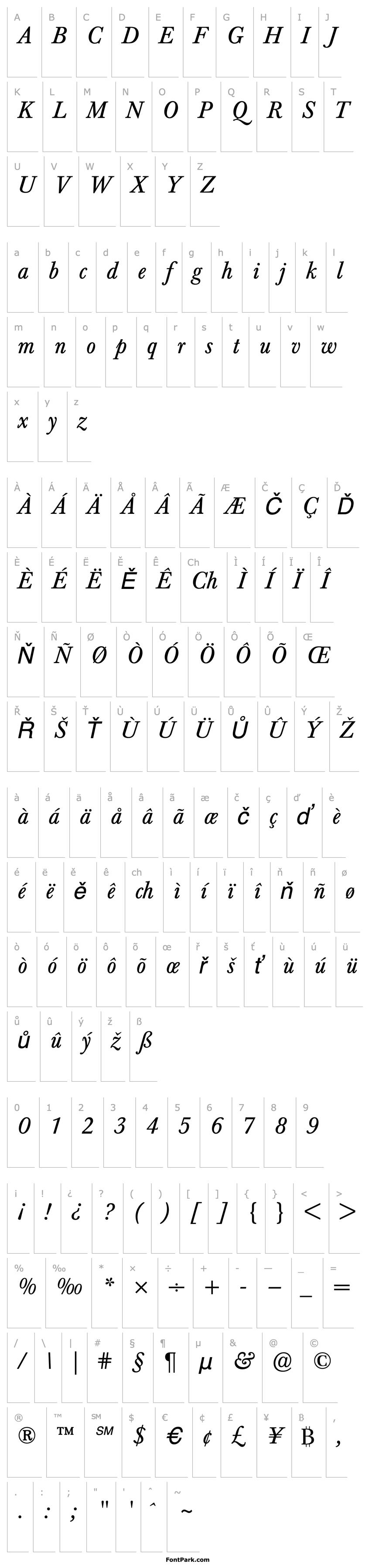 Overview BaskervilleBE-Italic