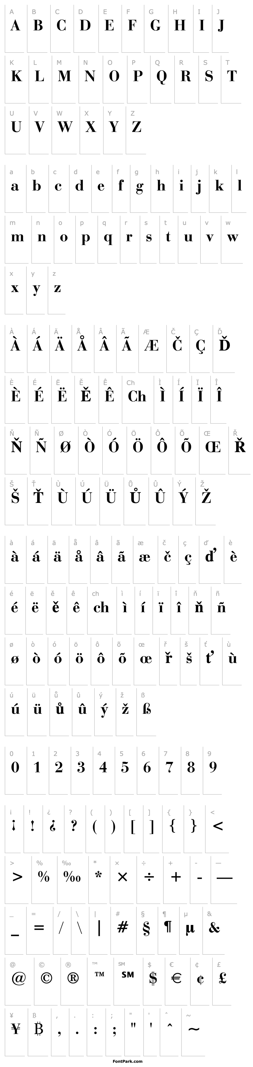 Přehled Bauer Bodoni Bold BT