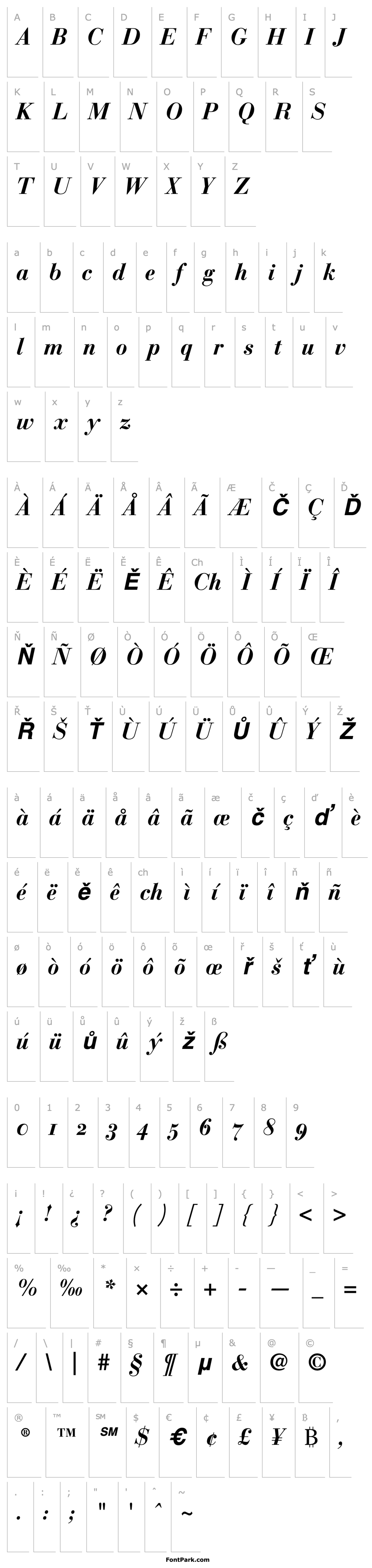 Přehled Bauer Bodoni Bold Italic Oldstyle Figures