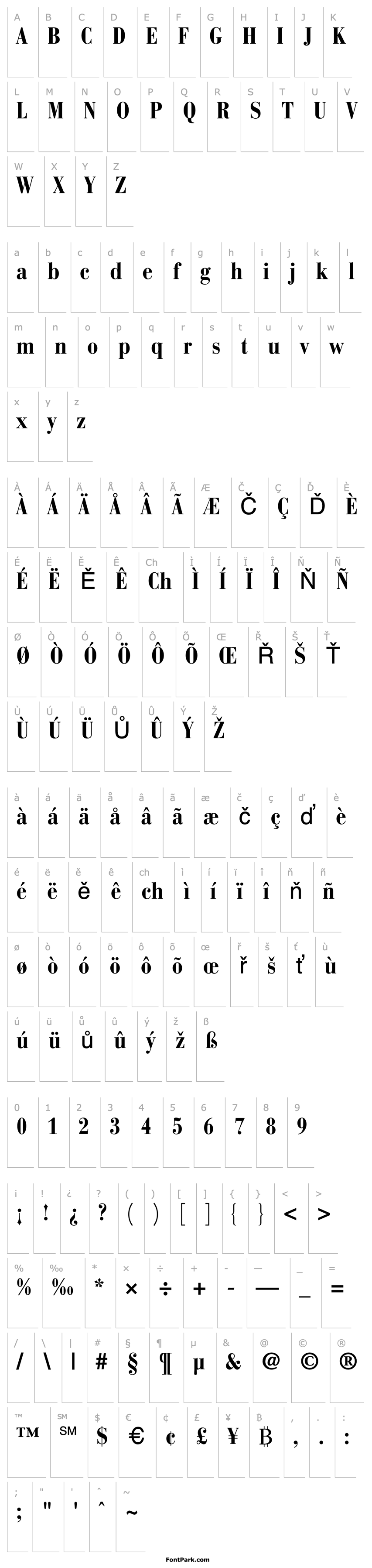 Overview BauerBodoni BoldCond