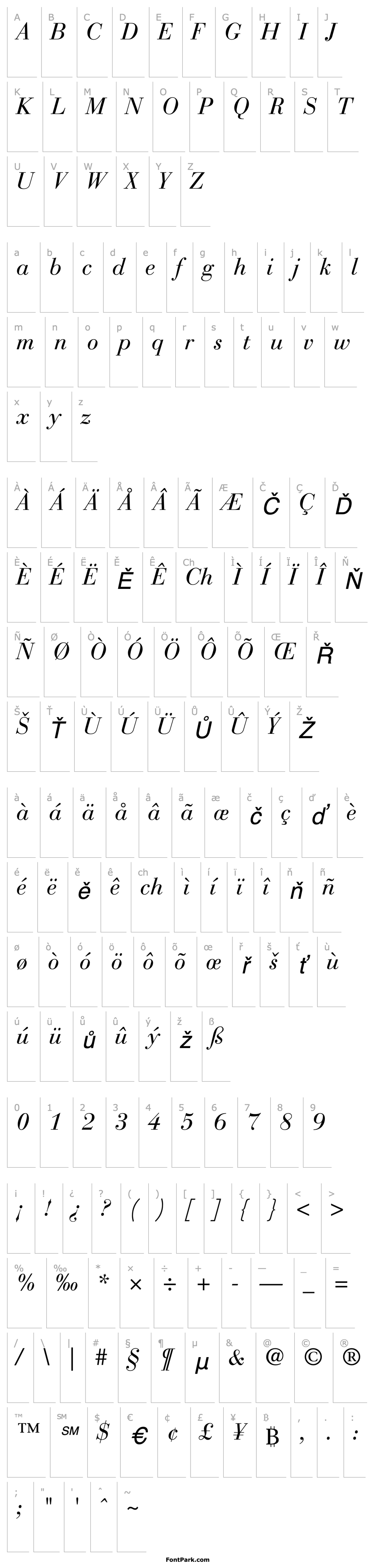 Přehled BauerBodoni-Italic