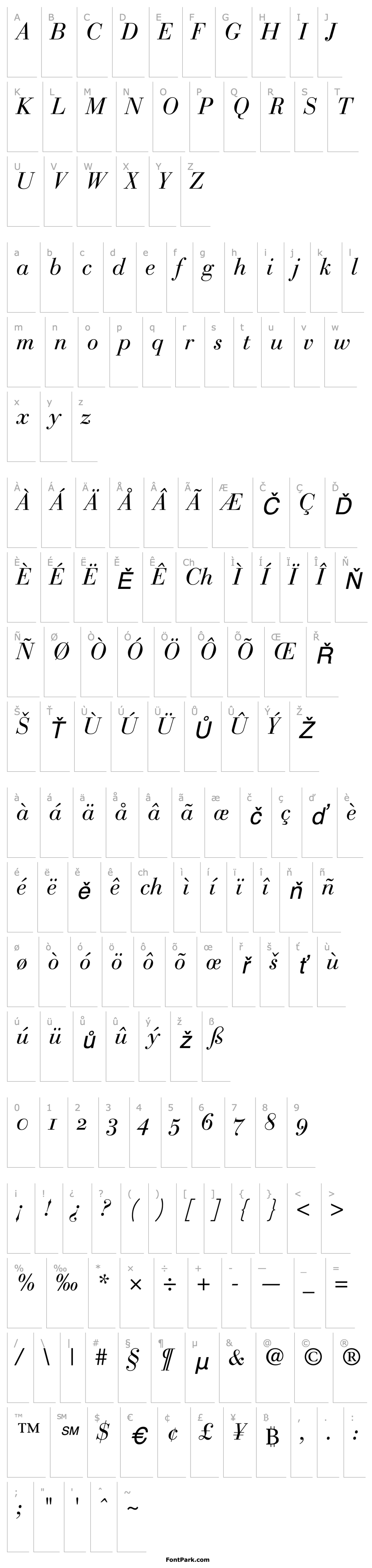 Přehled BauerBodoniOldstyleFigures-Italic