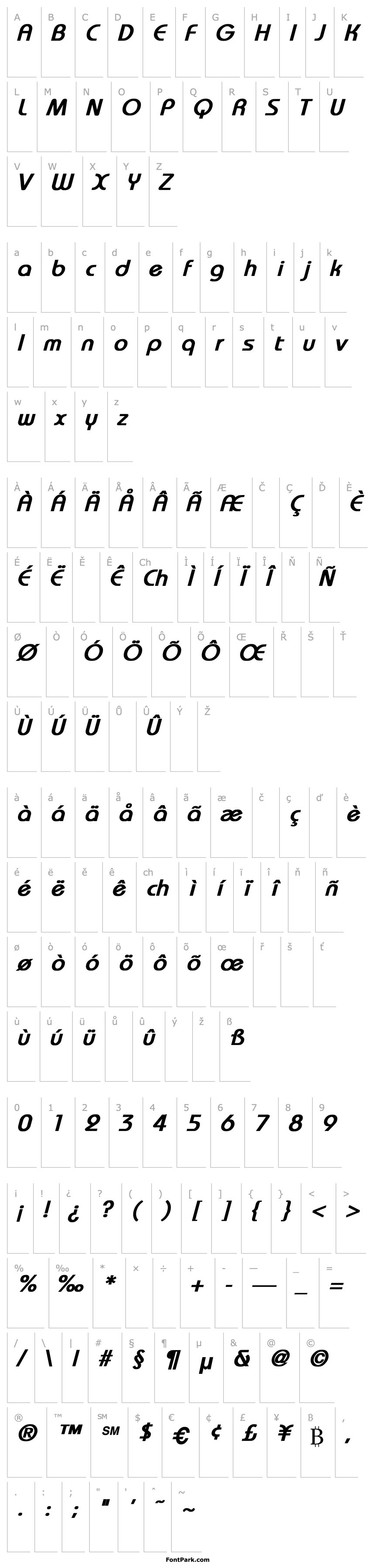 Overview Bauhaus Bold Italic