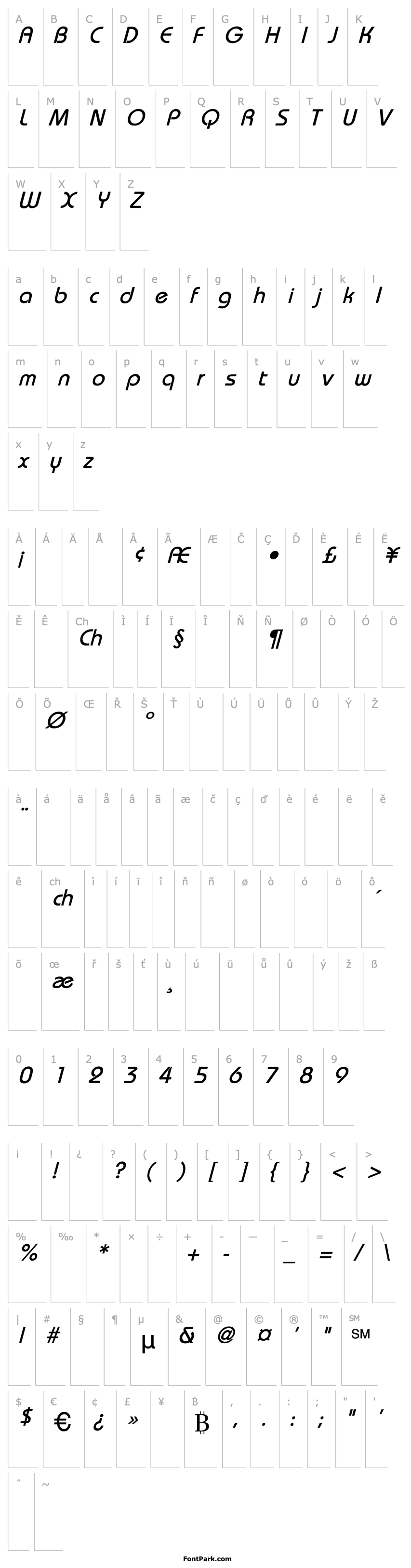 Overview Bauhaus-Thin Italic