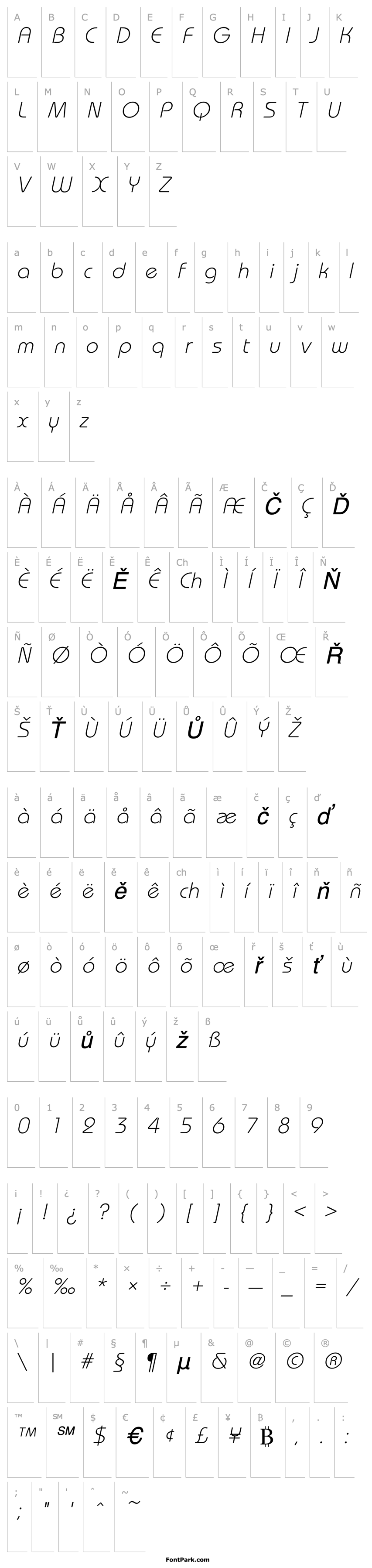 Přehled BauhausLH Italic