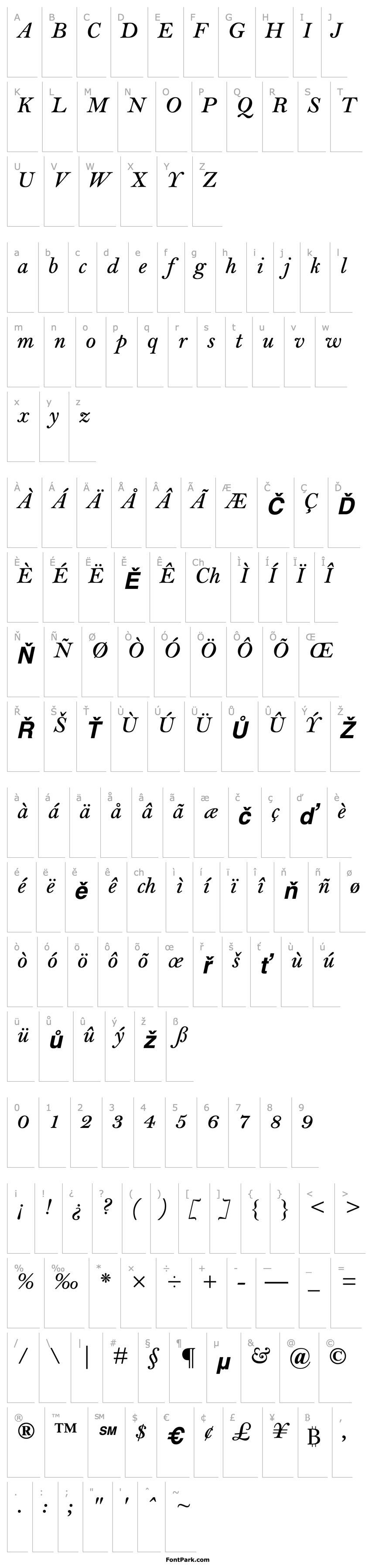 Overview BellMT-SemiBold Italic