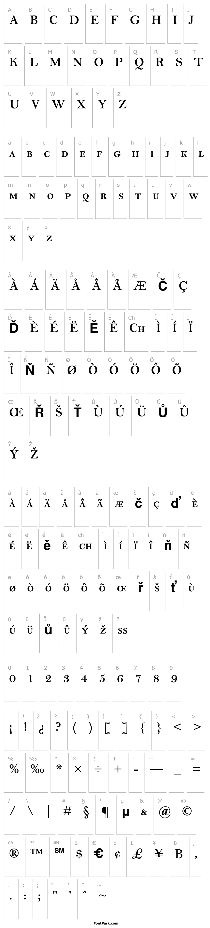 Přehled BellMT-SemiBoldSC