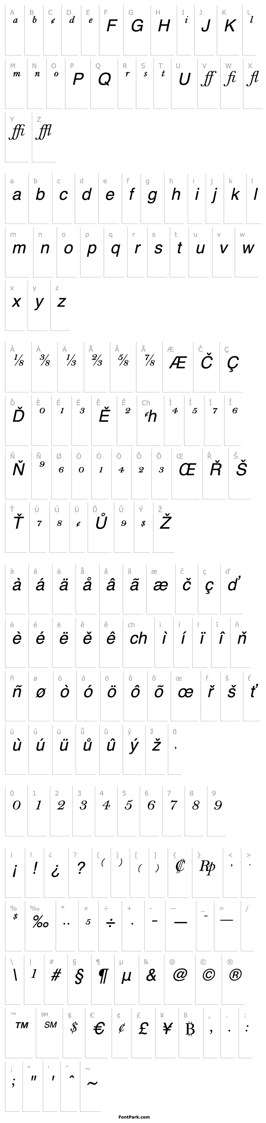 Přehled BellMTExpert-Italic