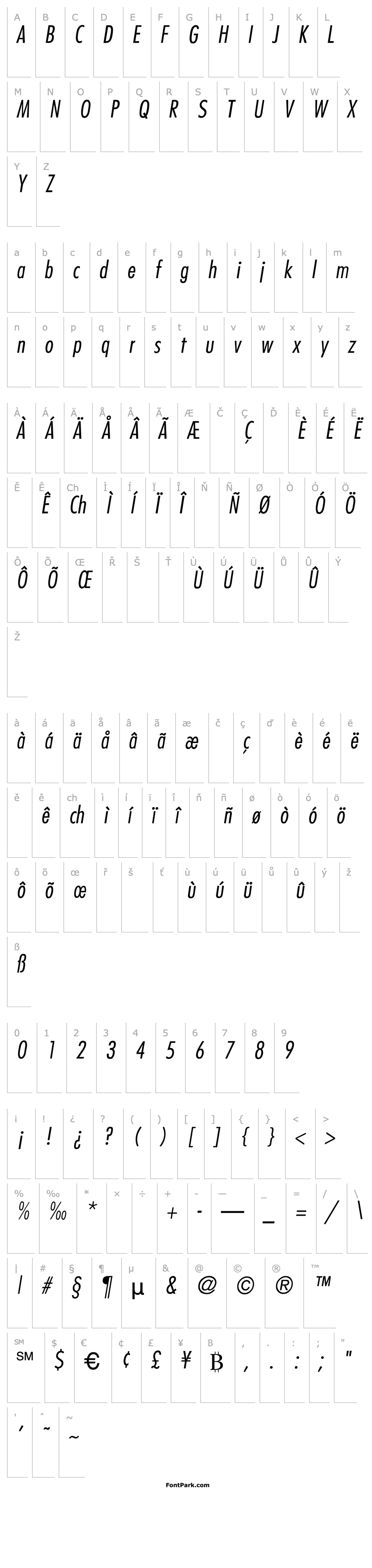 Overview Belmar-CondensedLight-Italic