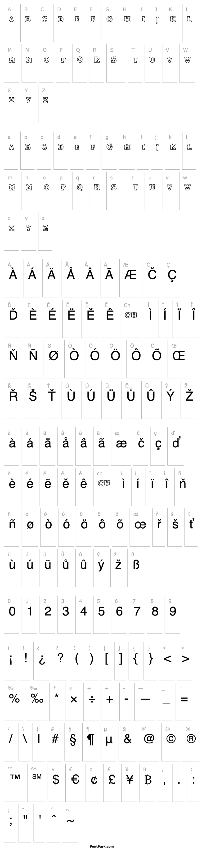 Přehled BemaniFont Outline Normal