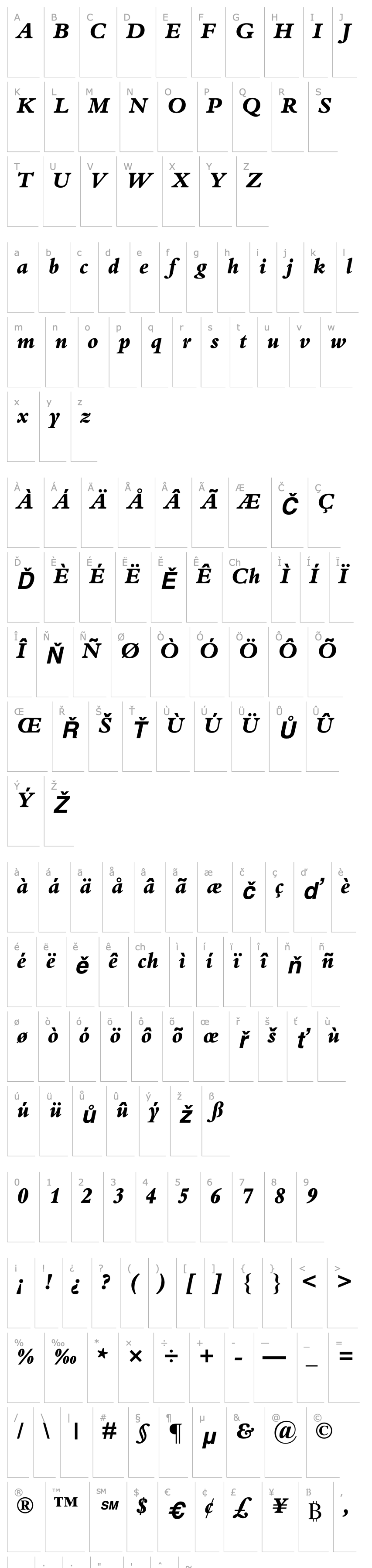 Přehled Bembo-ExtraBold Italic