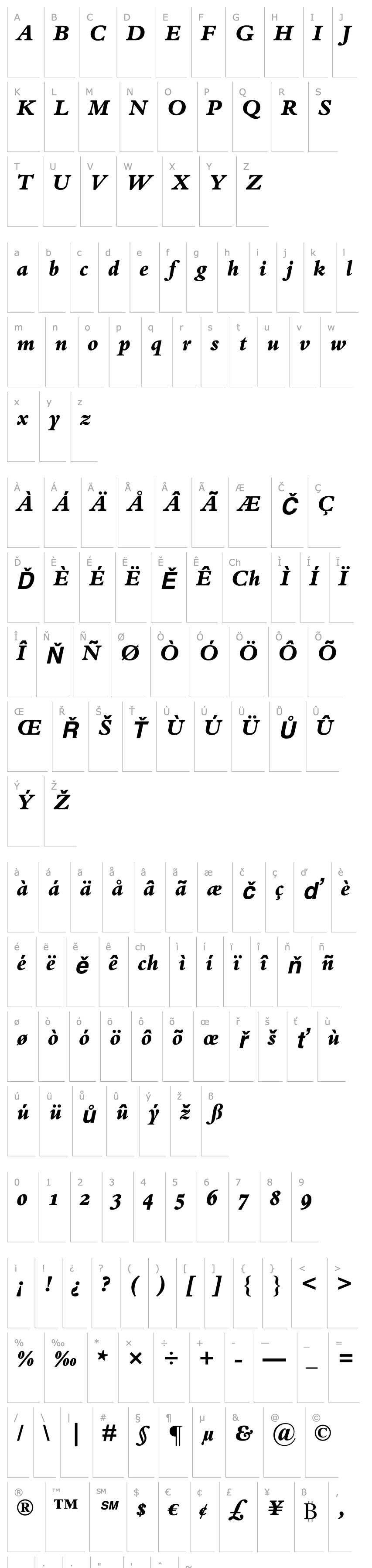 Přehled Bembo-ExtraBoldItalicOsF