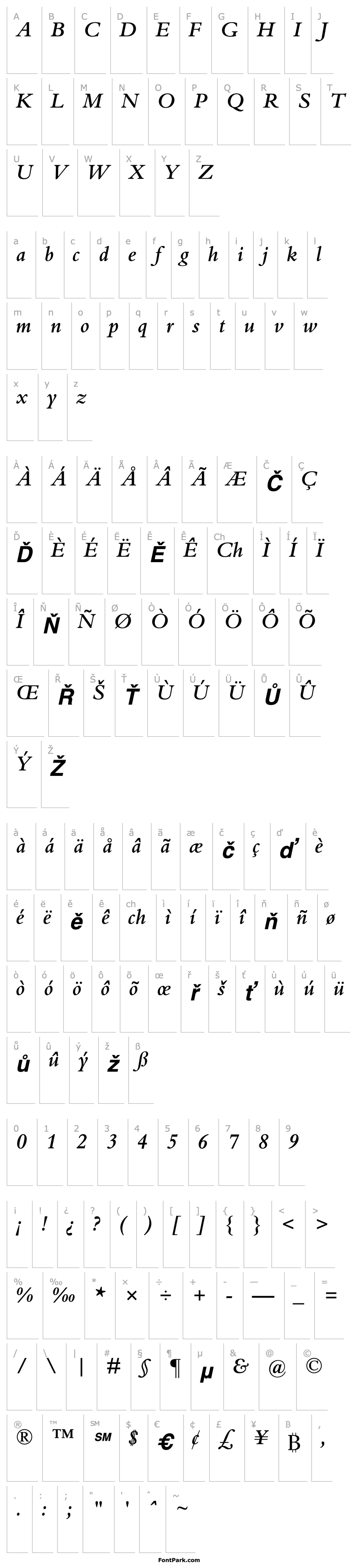 Přehled Bembo-SemiBold Italic