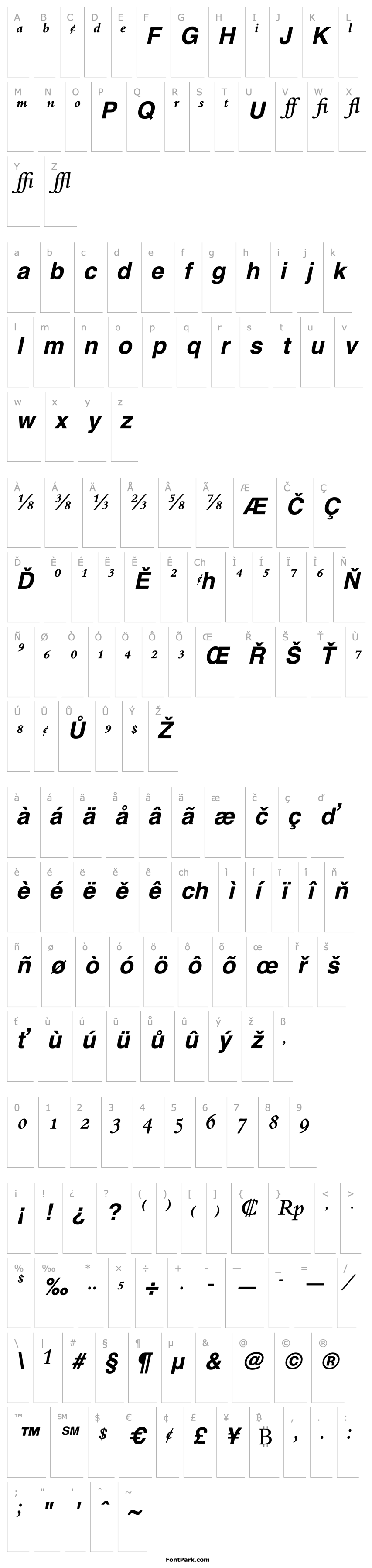 Přehled BemboExpert-SemiBold Italic