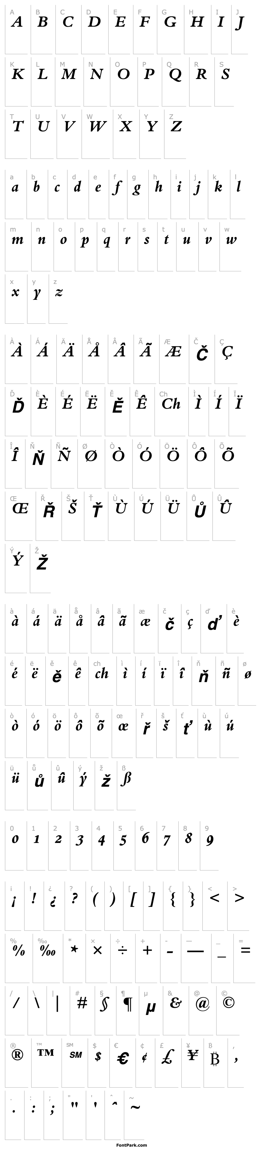 Overview BemboOldstyleFigures-Bold Italic