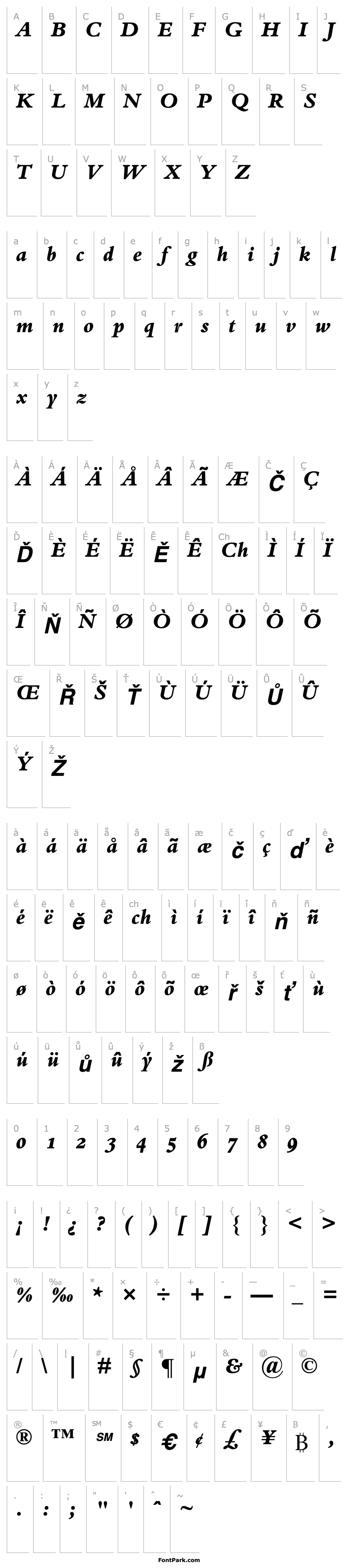 Overview BemboOldstyleFigures-ExtraBold Italic