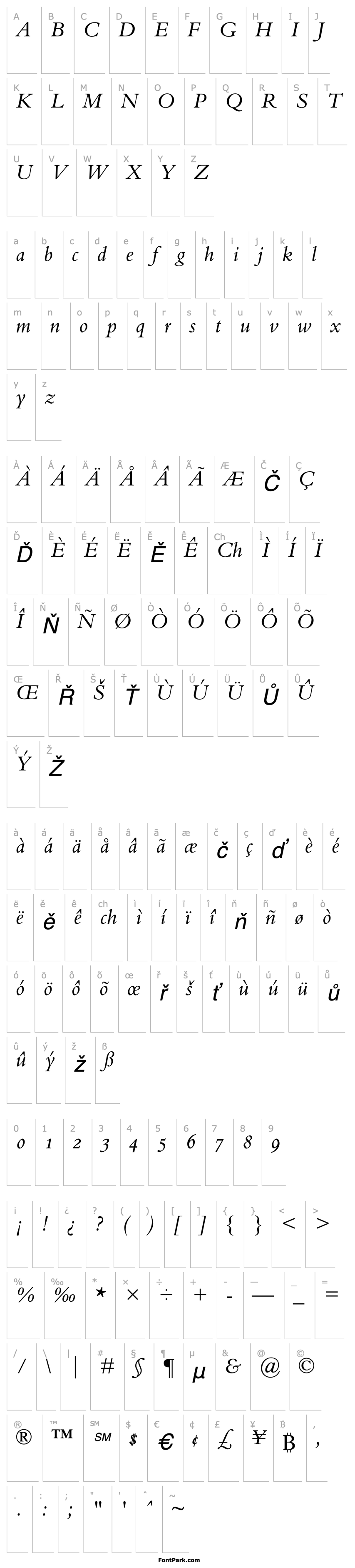 Přehled BemboOldstyleFigures-Italic