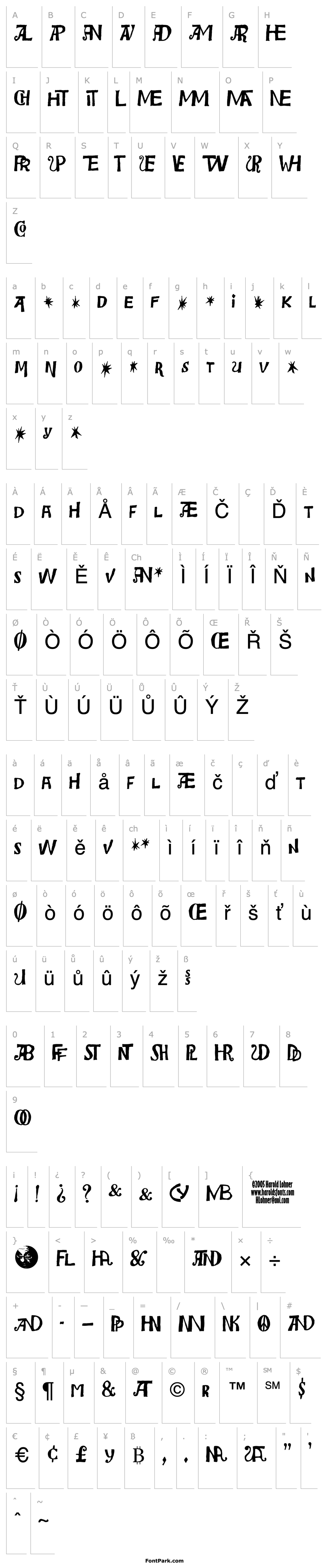 Přehled Bensgothic Ligatures