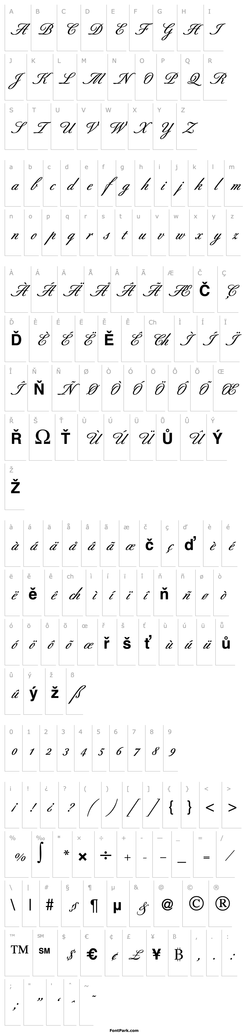 Overview BerneseScript-Bold