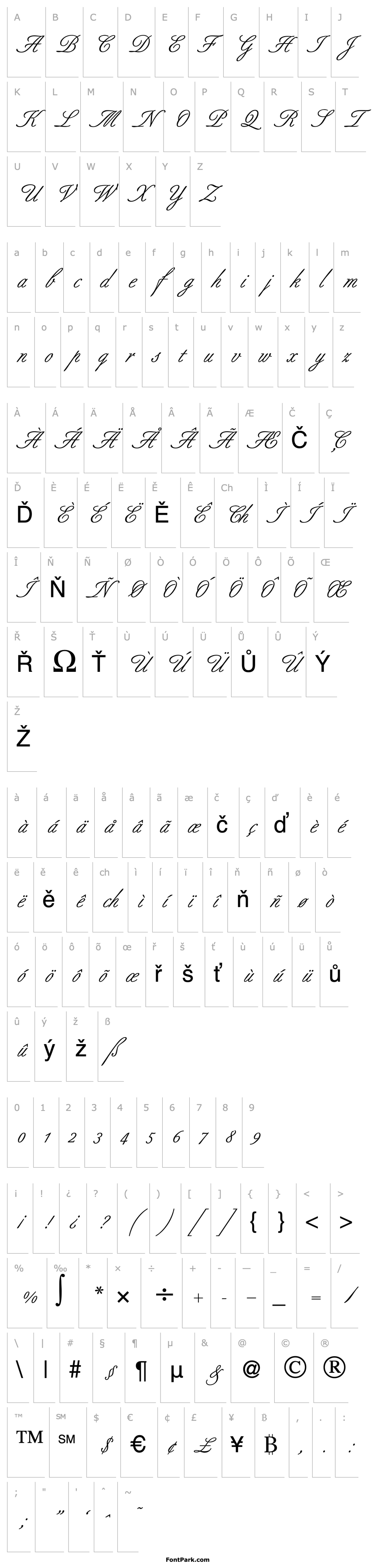 Přehled BerneseScript-Regular