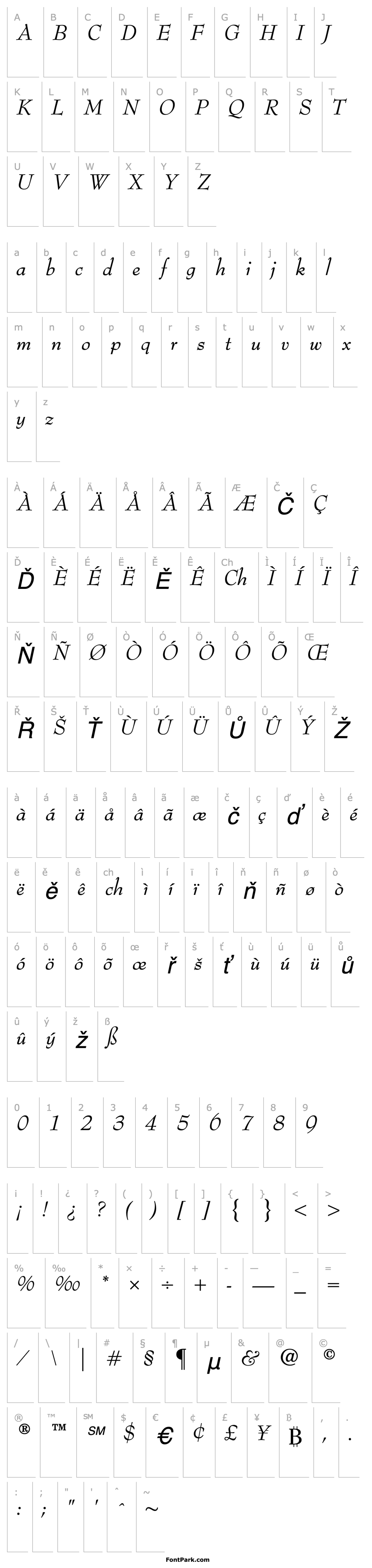 Overview BernhardModern-Italic