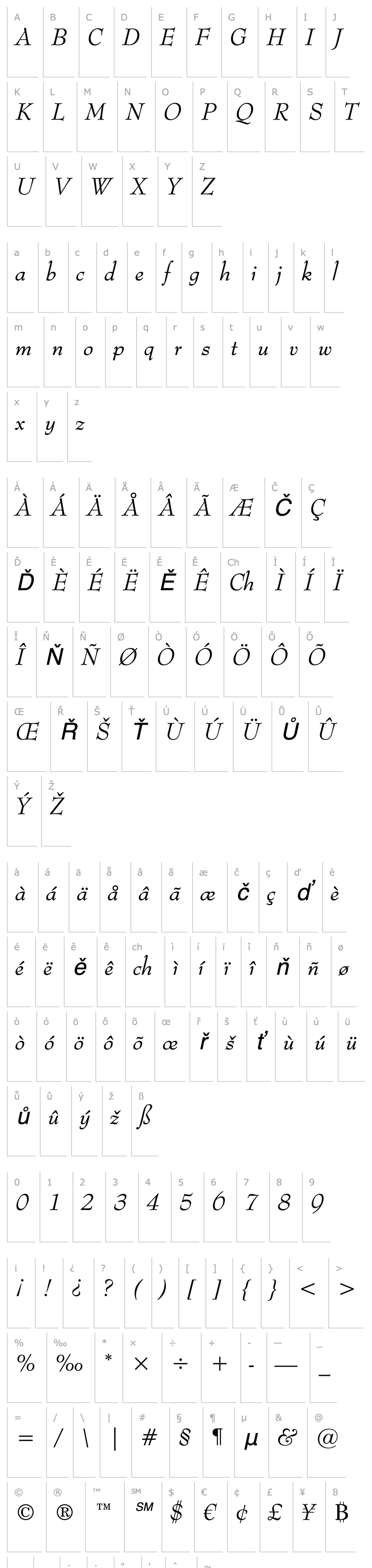 Overview BernhardModernBT-Italic