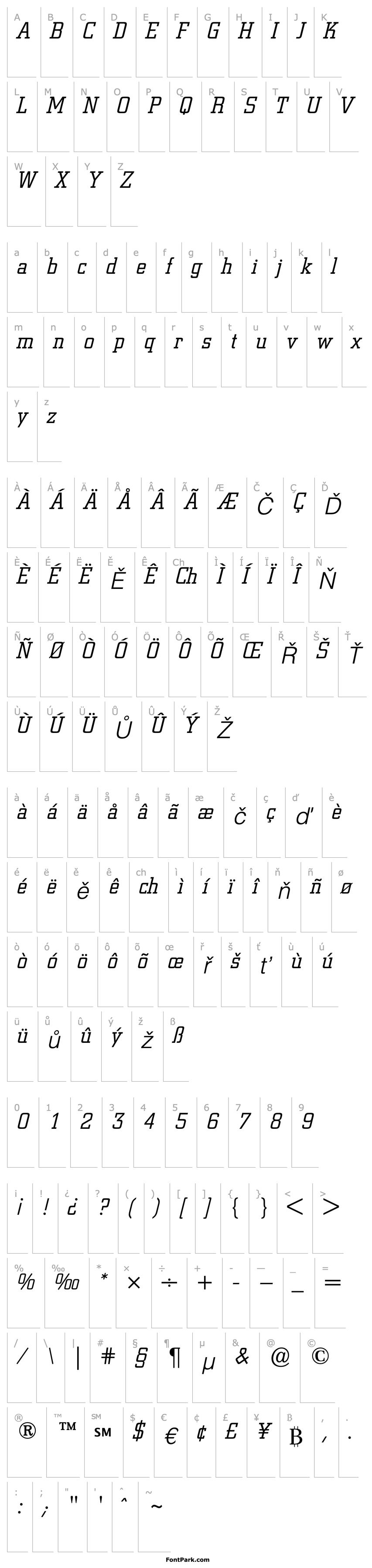 Overview BertholdCity-Light Italic