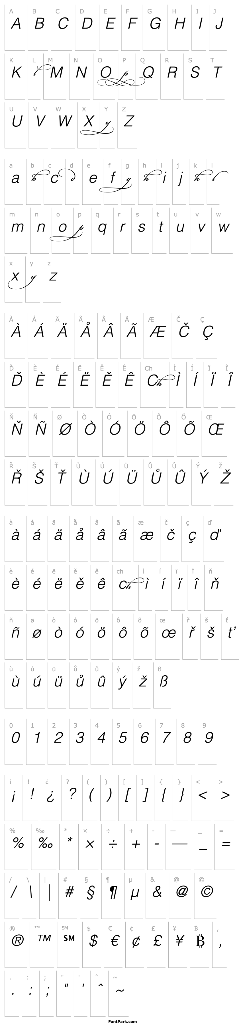 Přehled Bickham Script Alternates II