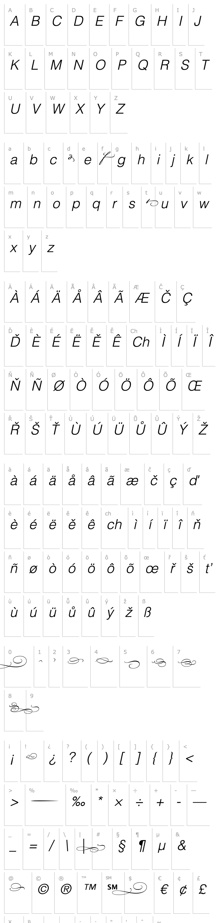 Přehled Bickham Script Endings